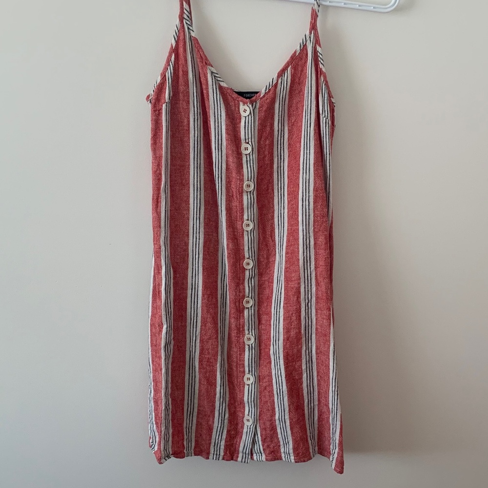 Striped Linen Mini Dress - F21